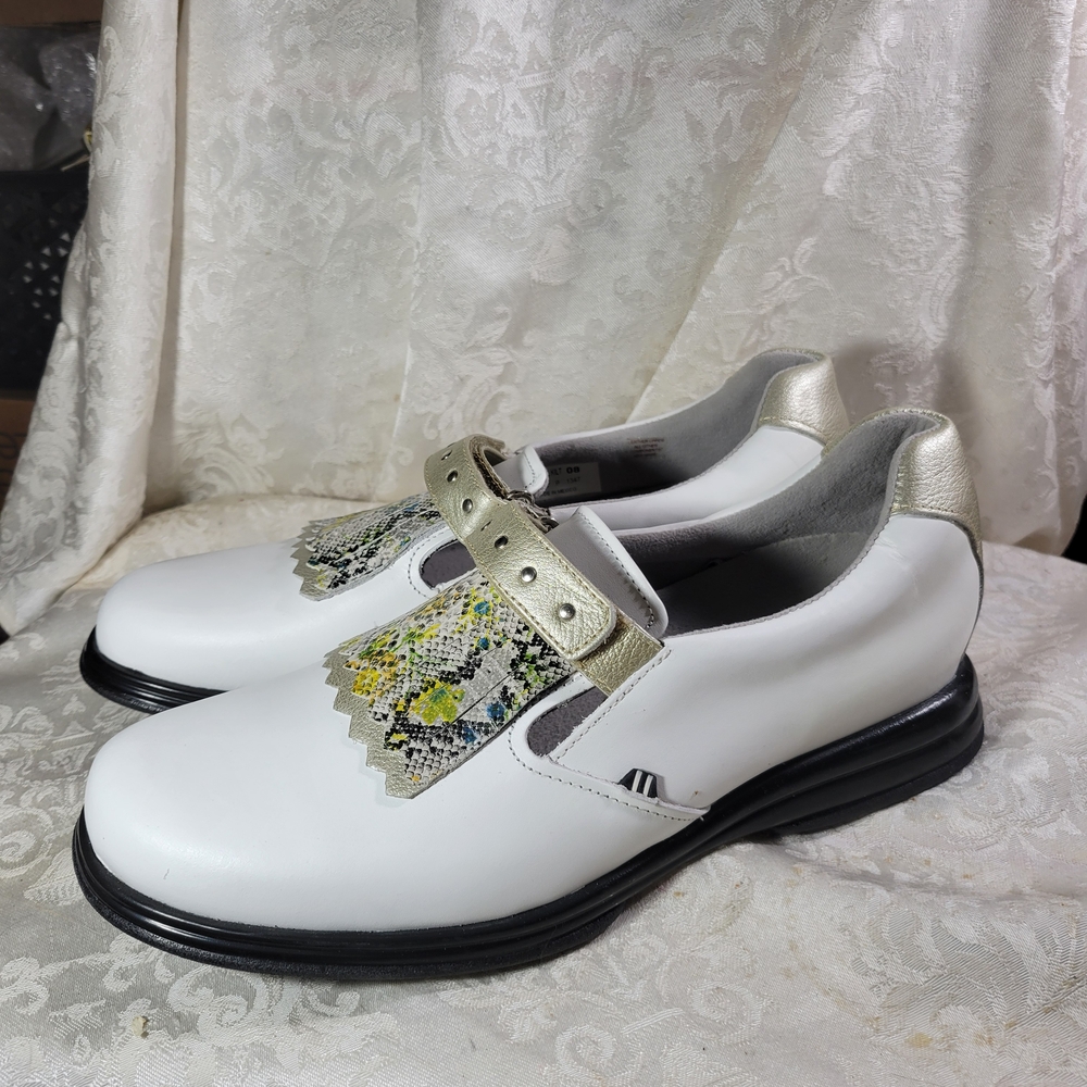 SandBaggers Ladies White and Multicolor Women's Golf Shoes - Royal Kilt - Size 8 - Picture 2 of 9
